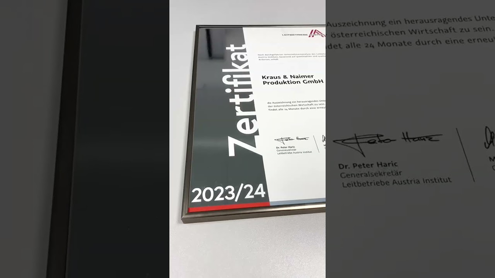 Kraus & Naimer wieder als @LeitbetriebeLBA zertifiziert