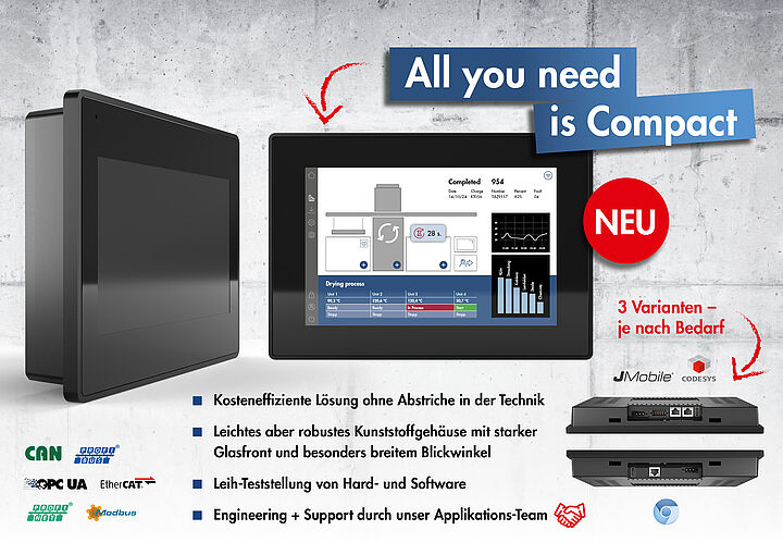 Kraus & Naimer Touch-Panel Compact, HMI, Maschinenpanel, günstig, Industriepanel, Bedienpanel, Engineering